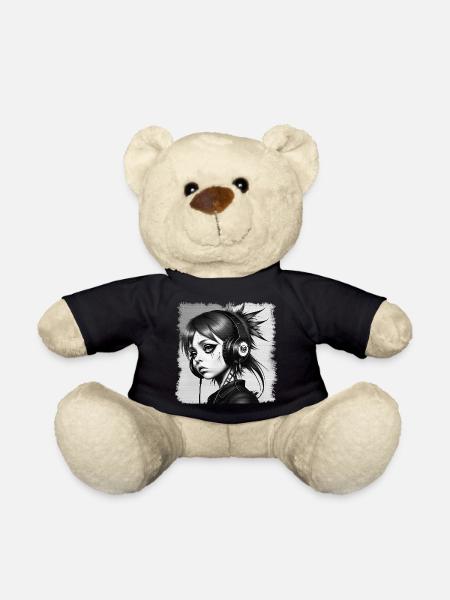 Punk Mädchen mit Kopfhörern HerzAufShirt, H.A.S.H. - Teddy - Schwarz