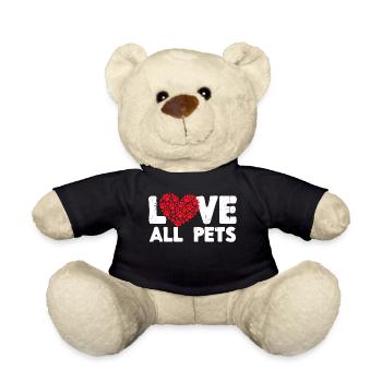 J’aime les animaux de compagnie Coeur Animaux Déclaration Pet - Nounours - noir - Devant
