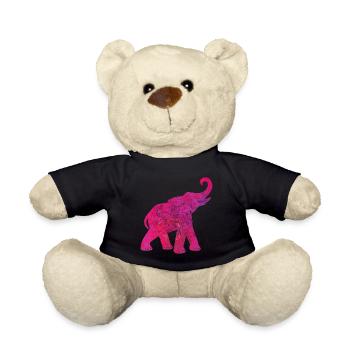 Yoga pink Elefant Struktur Meditation Indien Yogi - Teddy - Schwarz - Vorne