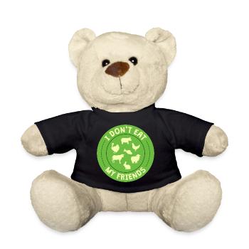 Friends Cow Sheep Rabbit Design for Vegans - Teddy Bear - black - Front