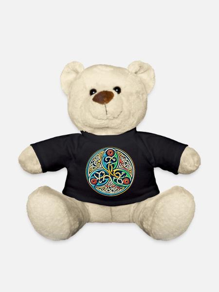 Medieval Celtic Triskel, Heart of Breizh - Teddy Bear - black