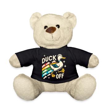 Duck Hunter Pun, Duck Off, Retro Waterfowl Duck - Teddy - Schwarz - Vorne