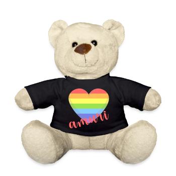 t-shirt amuri gay lgbt heart love love Liebe amor - Teddy Bear - black - Front