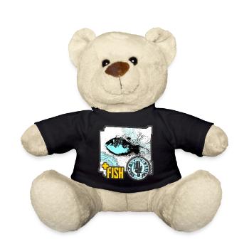Aquatic Fish Illustration with Activist Badge - Teddy - Schwarz - Vorne