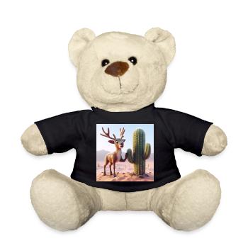 Rentier neben Kaktus in der Wüste - Teddy - Schwarz - Vorne