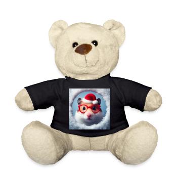 Hamster as Santa Claus - Teddy Bear - black - Front