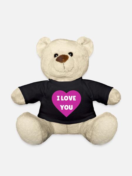 I Love You - Pink Heart - Declaration of Love - Teddy Bear - black