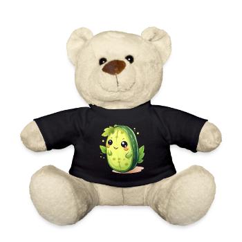 Kawaii Kaktus Gurke Männchen – Süßes Design - Teddy - Schwarz - Vorne