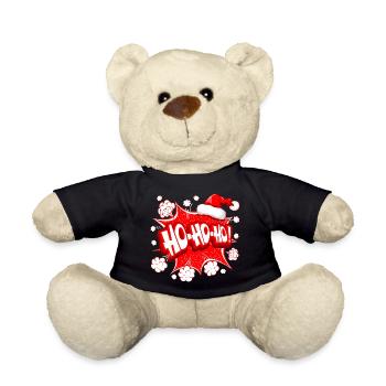 Weihnachten, Weihnachtsmann, Frohe Feiertage - Teddy - Schwarz - Vorne