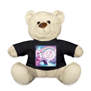 Katze mit Regenbogen - Teddy - Schwarz - Vorne