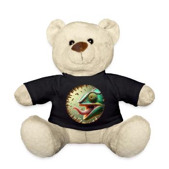 Chameleon with bees and long tongue - Teddy Bear - black - Front