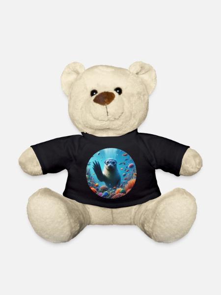 Robbe im Meer mit Taucherbrille - Teddy - Schwarz