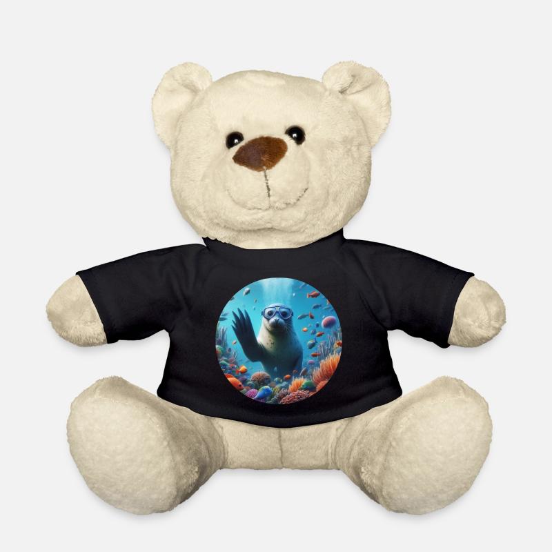 Robbe im Meer mit Taucherbrille - Teddy - Schwarz