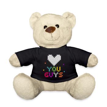 Point de croix Coeur Amour Typographie - Nounours - noir - Devant