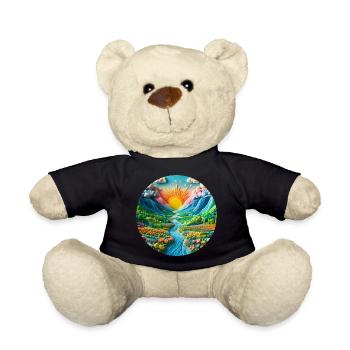 Landschaft bunt mit Sonne Berge und See aus Knete - Teddy - Schwarz - Vorne