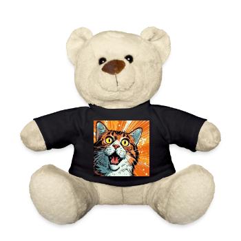 Ausdrucksstarke Katzenillustration im Pop-Art Stil - Teddy - Schwarz - Vorne