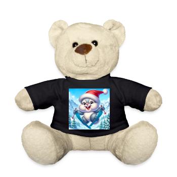 Bunny Jumping Ski Christmas - Teddy Bear - black - Front