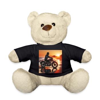 Motorcycle Old Sunset 1 - Teddy Bear - black - Front