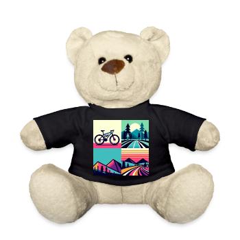 Retro Pop Cycle & Mountain Sunset - Teddy Bear - black - Front