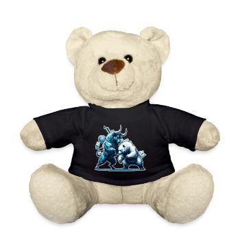 Finanzen Stier Bär Kampf Wallstreet Geschenk - Teddy - Schwarz - Vorne