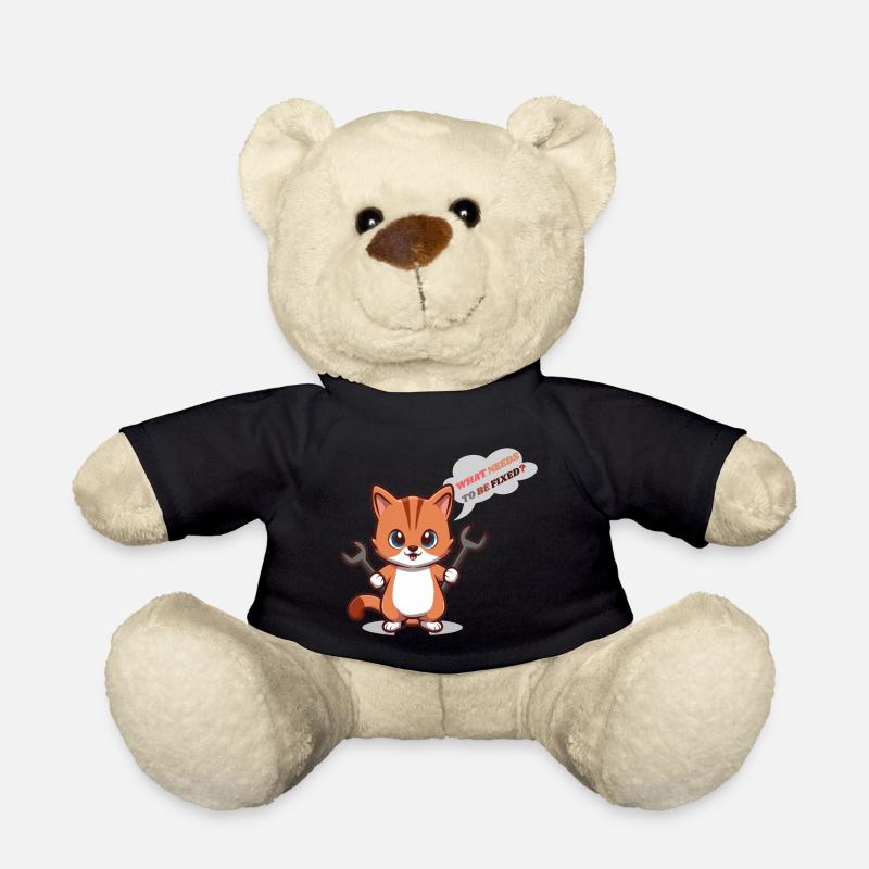 Chaton mignon avec des outils et une question - Nounours - noir