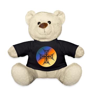 Roundel Tribal Cross Colorful Gradient T-Shirt - Teddy Bear - black - Front