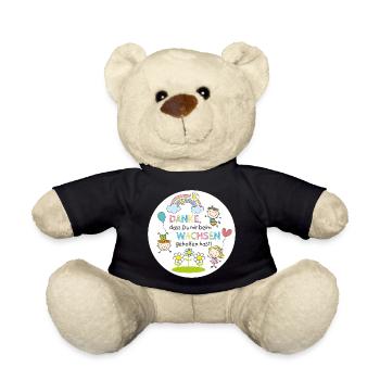 Spruch Kita-Abschied - Wachsen - Kinder Regenbogen - Teddy - Schwarz - Vorne