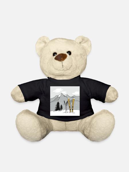 Skiing in winter in the mountains - Teddy Bear - black