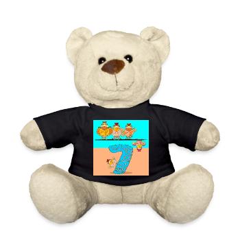 7. Geburtstag Schulkind - Hühnerstall Geflügel - Teddy - Schwarz - Vorne