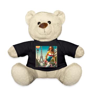 Schönes junges Mädchen fährt Fahrrad vor dem Eiffelturm - Teddy - Schwarz - Vorne