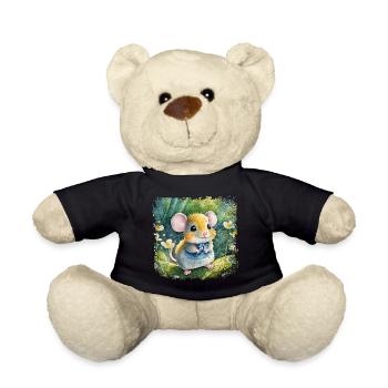 Mignon bébé souris jouant joyeusement dans le jardin - Nounours - noir - Devant