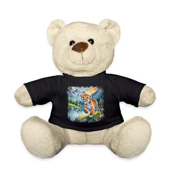 Cute Young Tiger | Children's book style - Teddy Bear - black - Front