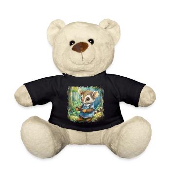 Niedlicher junger Ameisenbär mit Handy - Teddy - Schwarz - Vorne