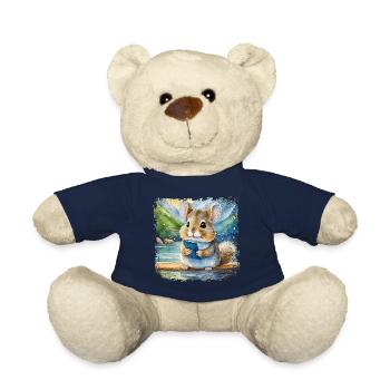 Cute young chinchilla using mobile phone - Teddy Bear - french navy - Front