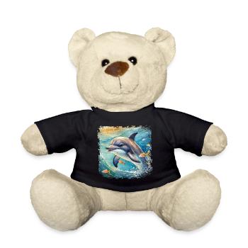 Niedlicher junger Delfin im Kinderbuchstil - Teddy - Schwarz - Vorne