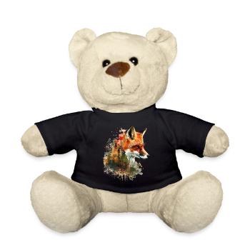 Renard dans le foret aquarelle, Fox - Nounours - noir - Devant
