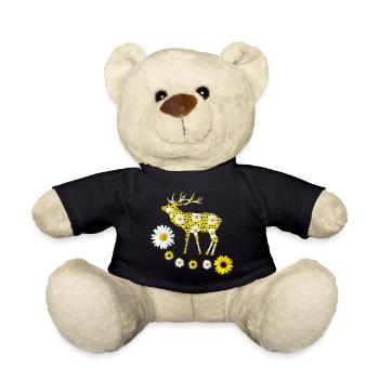 wild deer with sunflowers and daisies - Teddy Bear - black - Front