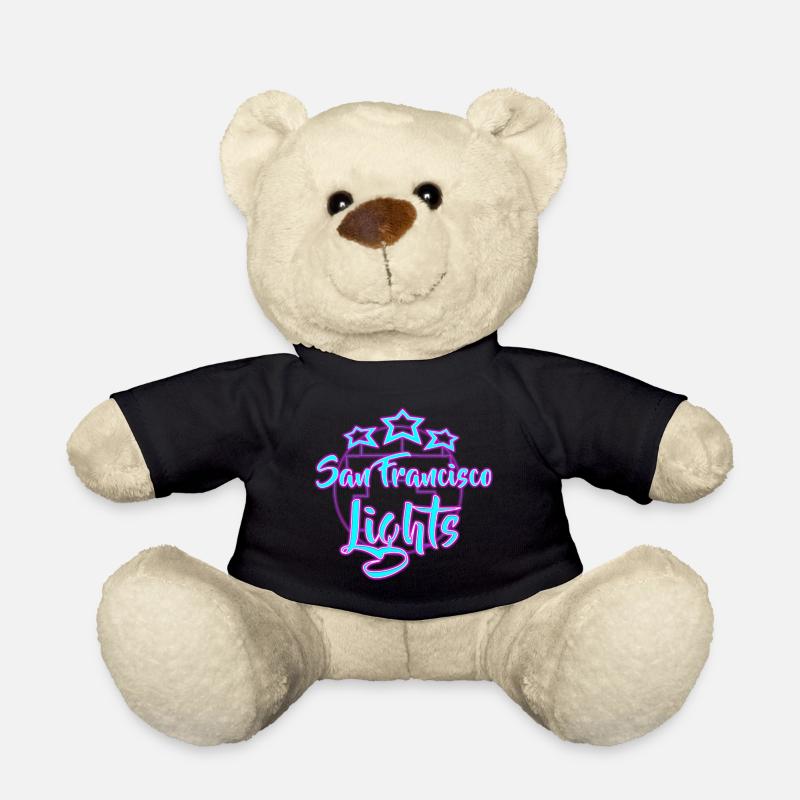 Neon San Francisco Lights Design - Teddy Bear - black