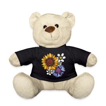 Bouquet Flowers Symbol Nature Colors Market icon - Teddy Bear - black - Front