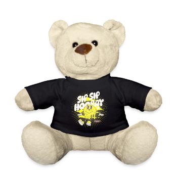 Sipping Fun Playful Happy Celebrate Cute Cheerful - Teddy - Schwarz - Vorne