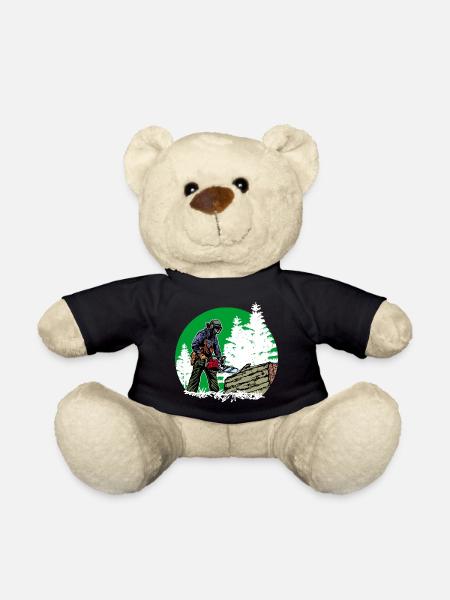 Arbre bûcheron tronçonneuse bois boiserie forêt - Nounours - noir