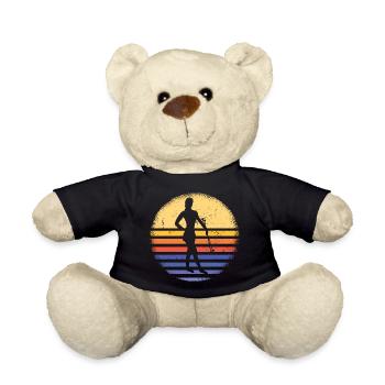 Baton Twirler Retro Sunset Baton Twirling - Teddy Bear - black - Front