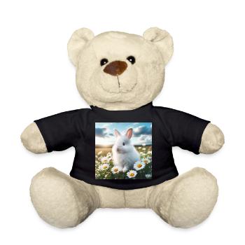 Entzückender weißer Hase - Teddy - Schwarz - Vorne