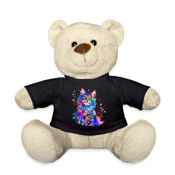 Niedliche Katze mit Herzen - Teddy - Schwarz - Vorne