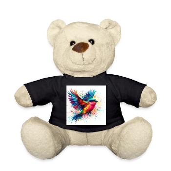 Aquarell Vogel Fliegen - Teddy - Schwarz - Vorne