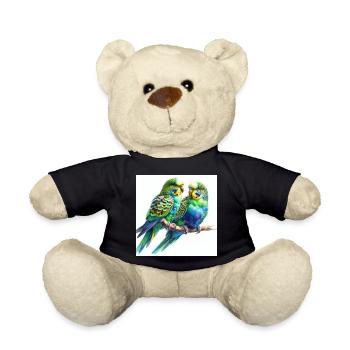 Watercolor Parakeets - Teddy Bear - black - Front
