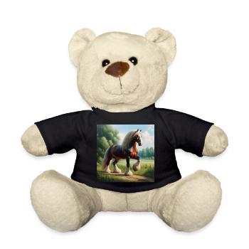 Aquarell Percheron Pferd - Teddy - Schwarz - Vorne