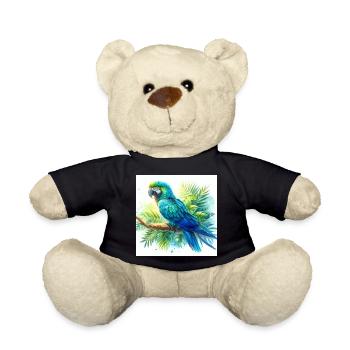 Aquarell Blauer Ara - Teddy - Schwarz - Vorne