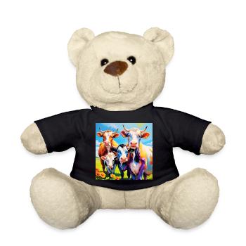 Lebendiges, farbenfrohes Kuhherden-Design - Teddy - Schwarz - Vorne