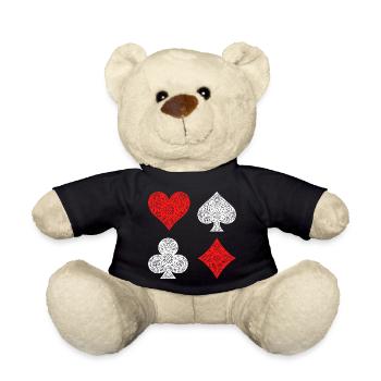Glücksspiel Roulette Lotterie Poker Zocken Casino - Teddy - Schwarz - Vorne